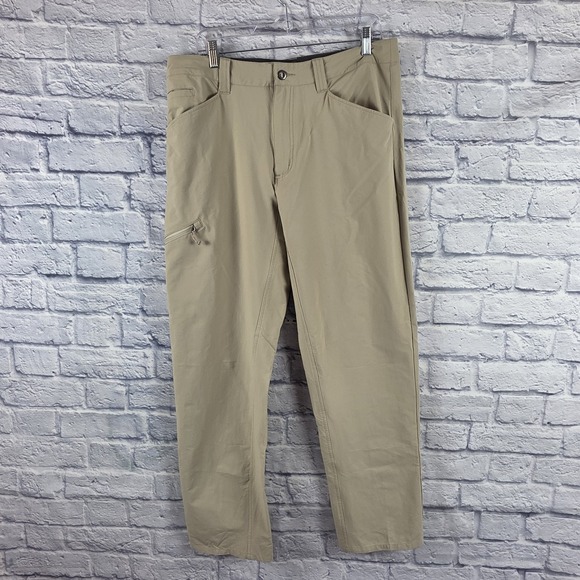Patagonia Men Beige Quandary Pants Hiking Trail Zip Pocket Stretch Nylon 35X31 - Picture 2 of 11